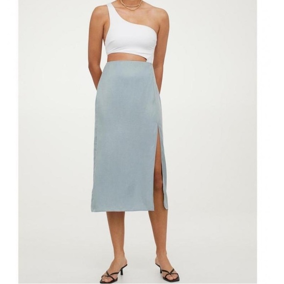 Women’s H&M black midi skirt with front slit size XL - Picture 11 of 16